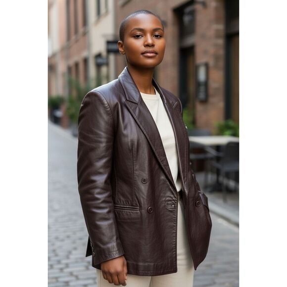 Etienne Aigner Old Money Oxblood 1980s Vintage Leather Jacket With Logo Hardware - Picture 4 of 10